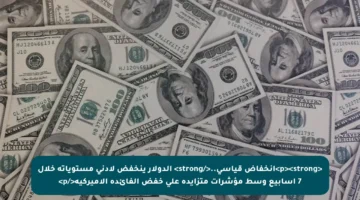 <p><strong>انخفاض قياسي..</strong> الدولار ينخفض لأدنى مستوياته خلال 7 أسابيع وسط مؤشرات متزايدة على خفض الفائدة الأميركية</p>